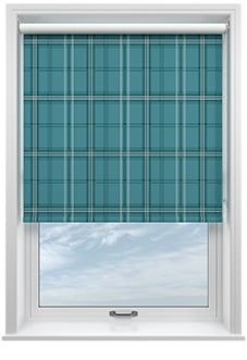 Montrose (Blackout), Tartan Teal - Motorised Roller Blind